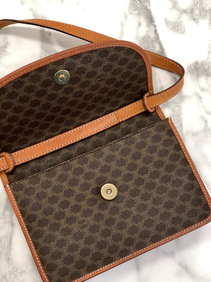 CELINE Macadam Blason Crossbody Small Shoulder bag Brown Vintage Old Celine 73td6y
