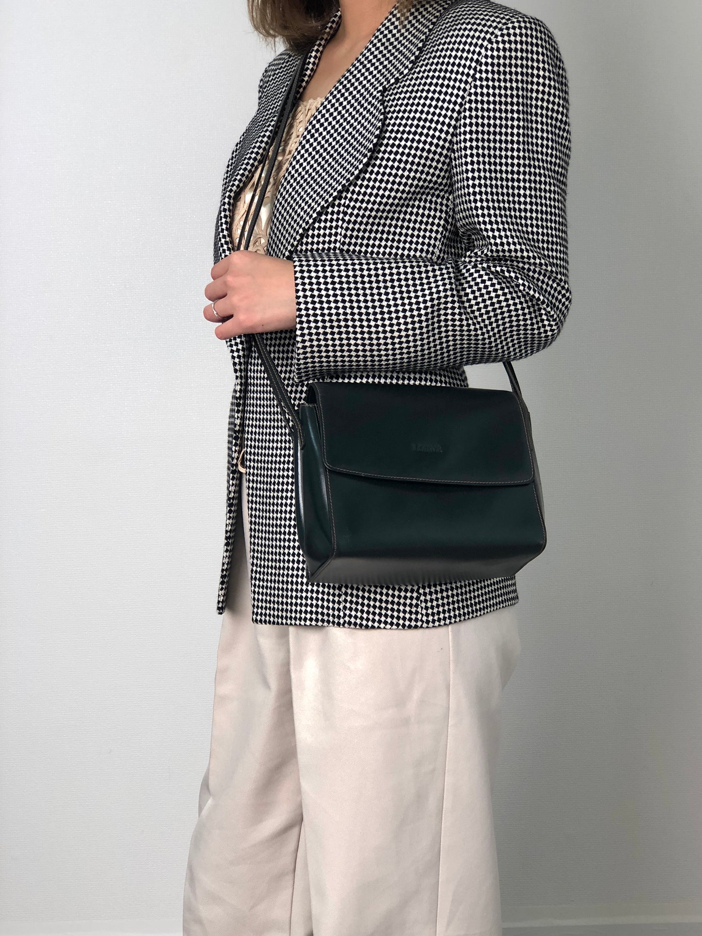 LOEWE Logo Embossed Shoulder bag Dark Green Vintage 583xh5