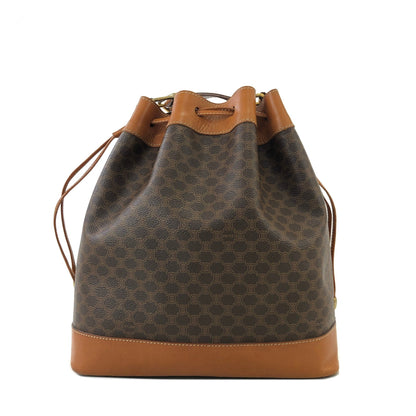 CELINE Macadam Blason Drawstring Bucket Shoulder bag Brown Vintage Old CELINE txv2jg