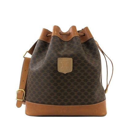 CELINE Macadam Blason Drawstring Bucket Shoulder bag Brown Vintage Old CELINE txv2jg