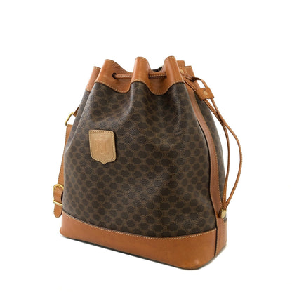CELINE Macadam Blason Drawstring Bucket Shoulder bag Brown Vintage Old CELINE txv2jg