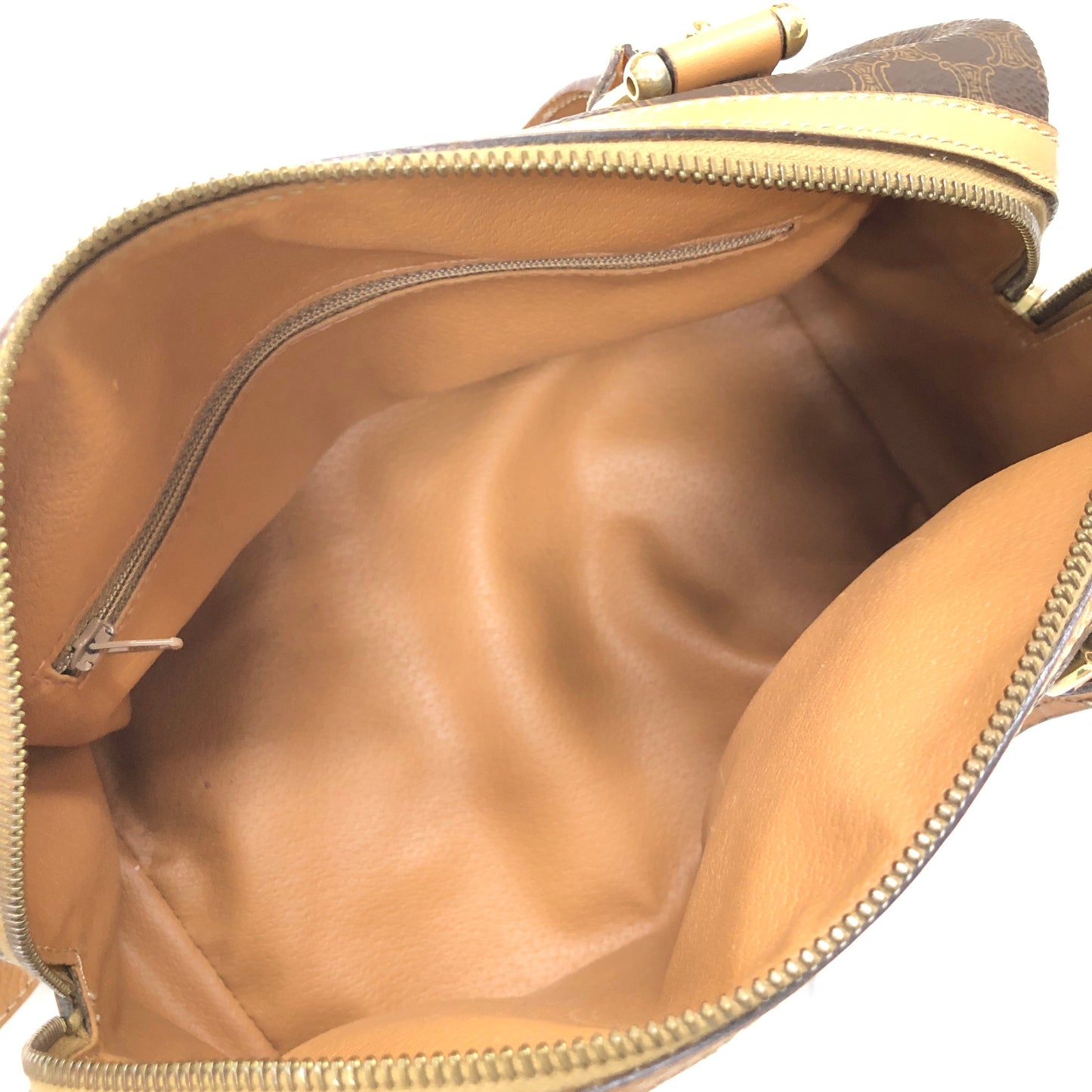 CELINE Macadam Blason Boston bag Handbag Brown Vintage Old Celine 3xwt7p