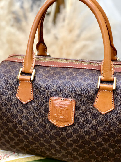 CELINE Macadam Blason Boston bag Handbag Brown Vintage Old Celine ut65gk