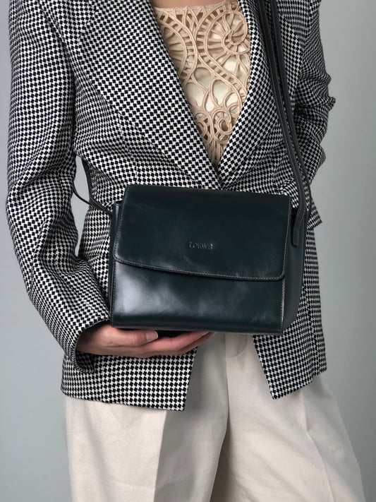 LOEWE Logo Embossed Shoulder bag Dark Green Vintage 583xh5