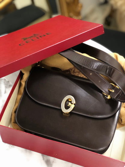 CELINE Horse carriage Crossbody Shoulderbag Brown Vintage Old CELINE apx2ne