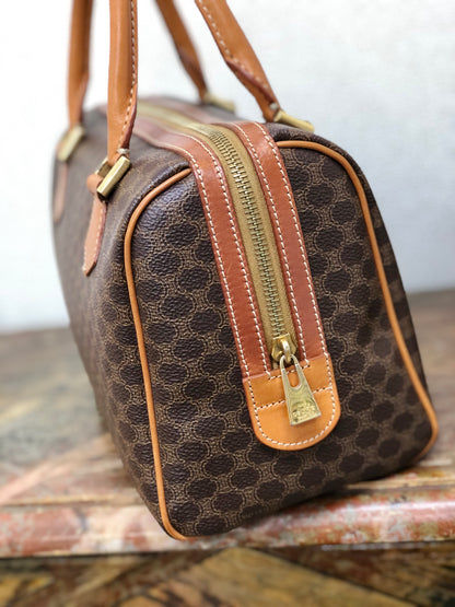 CELINE Macadam Blason Boston bag Handbag Brown Vintage Old Celine ut65gk