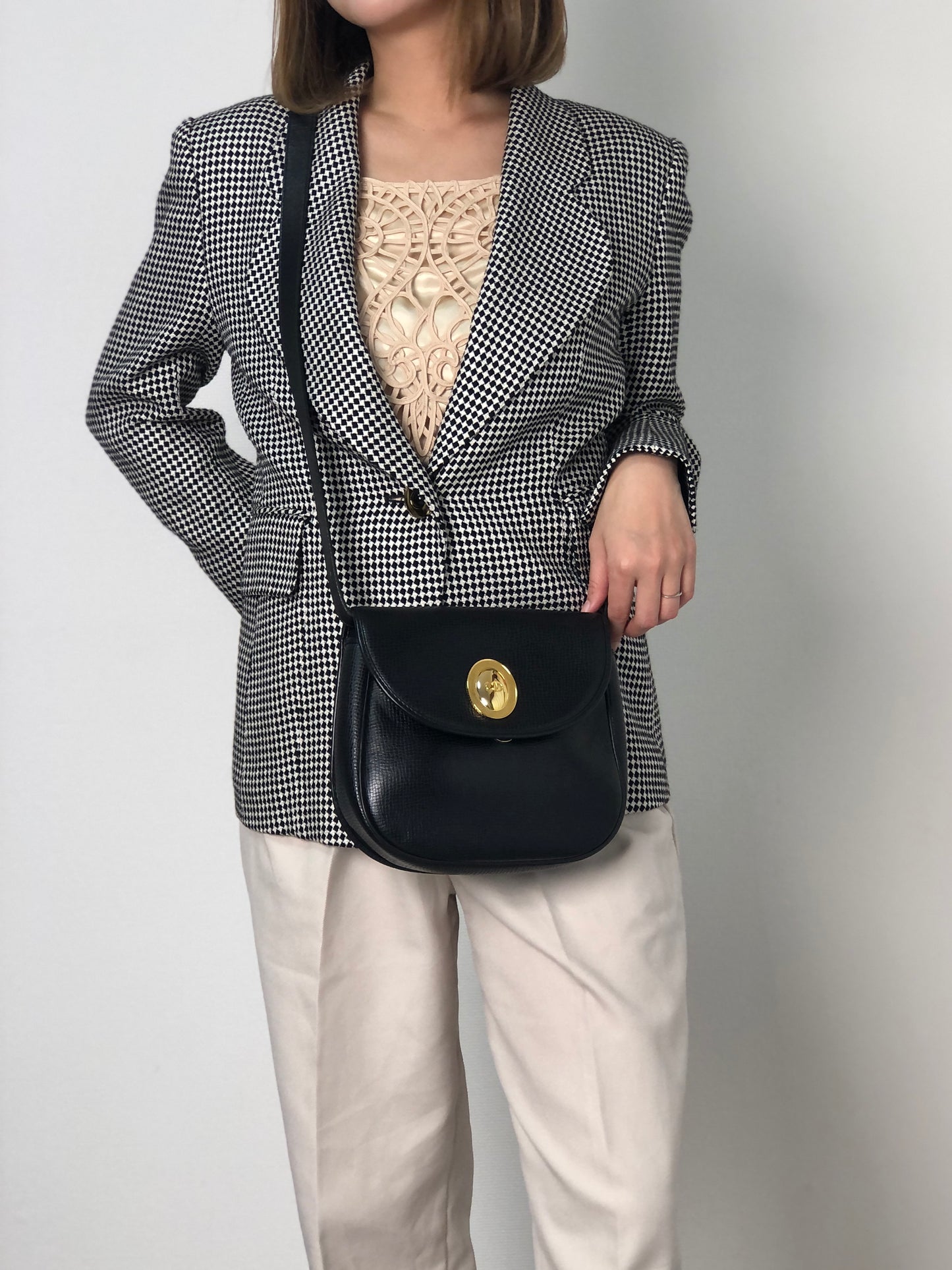 Christian Dior CD Logo Shoulder bag Black Vintage fdkx28