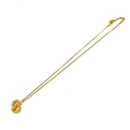 Christian Dior CD 標誌寶石項鍊金色復古舊款 f26riy