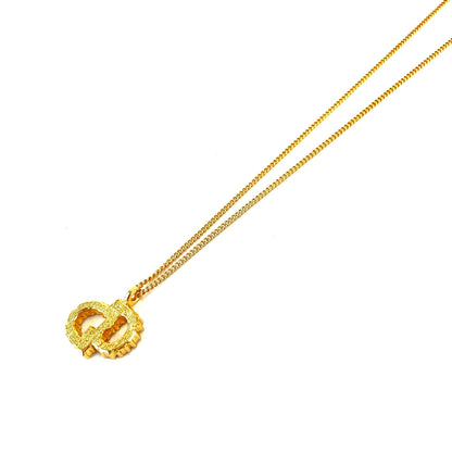 Christian Dior CD 標誌寶石項鍊金色復古舊款 f26riy