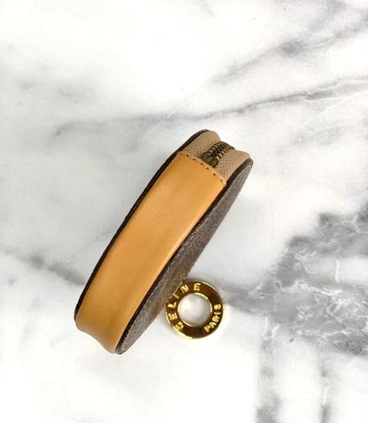 CELINE  Macadam Coin purse Circle logo charm Brown PVC Leather v88hjx