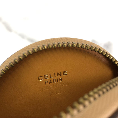 CELINE  Macadam Coin purse Circle logo charm Brown PVC Leather v88hjx