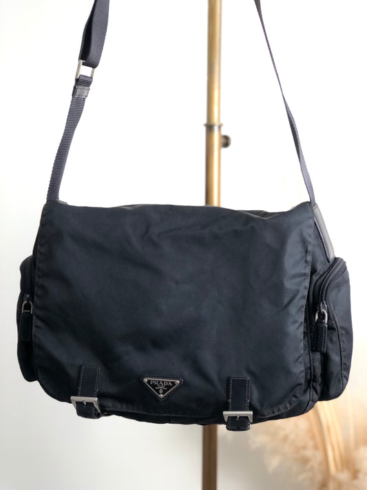 PRADA Triangle Logo Shoulder bag Black Vintage gbmtfg