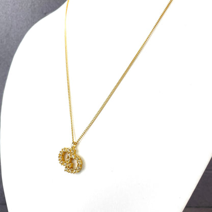 Christian Dior CD 標誌寶石項鍊金色復古舊款 f26riy