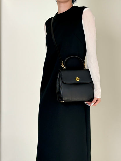 CELINE Toggle Clasp Two-way Handbag Shoulder bag Black Vintage nnb8md