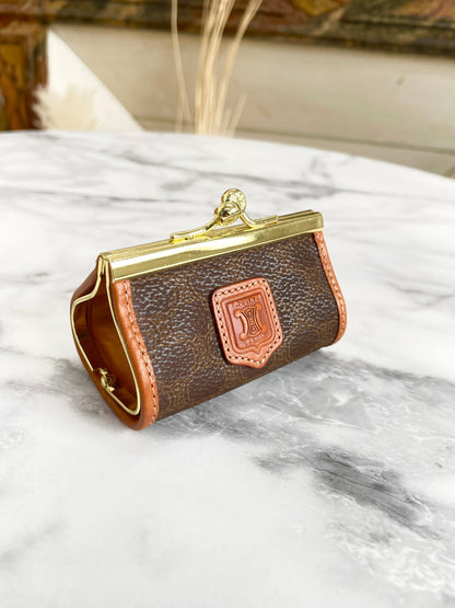 CELINE Macadam Blason Clasp Coin Purse Brown Vintage Old Celine pd8wva