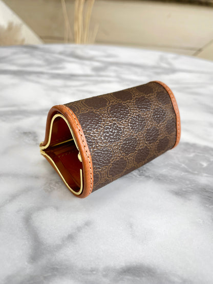 CELINE Macadam Blason Clasp Coin Purse Brown Vintage Old Celine pd8wva