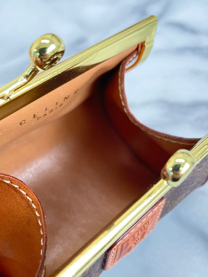 CELINE Macadam Blason Clasp Coin Purse Brown Vintage Old Celine pd8wva