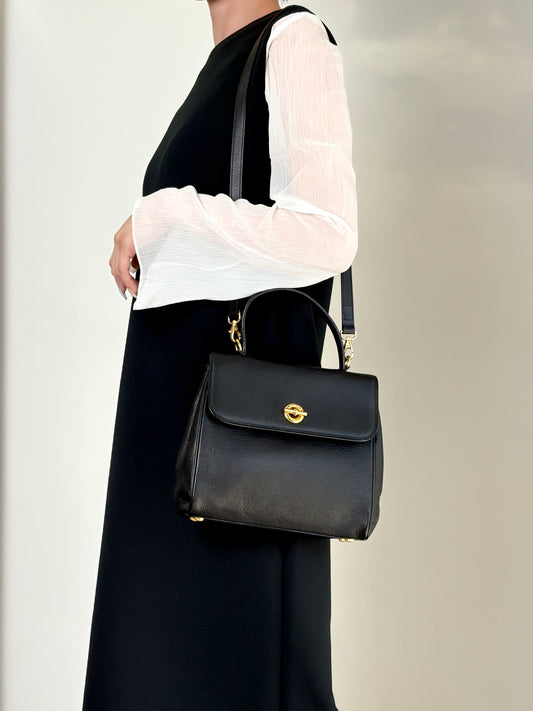 CELINE Toggle Clasp Two-way Handbag Shoulder bag Black Vintage nnb8md