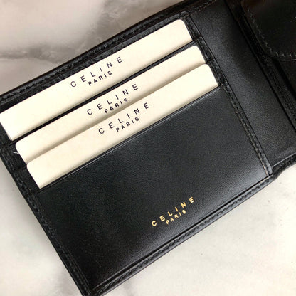 CELINE Macadam Compact Wallet Black Accessory Vintage Old celine segrnw