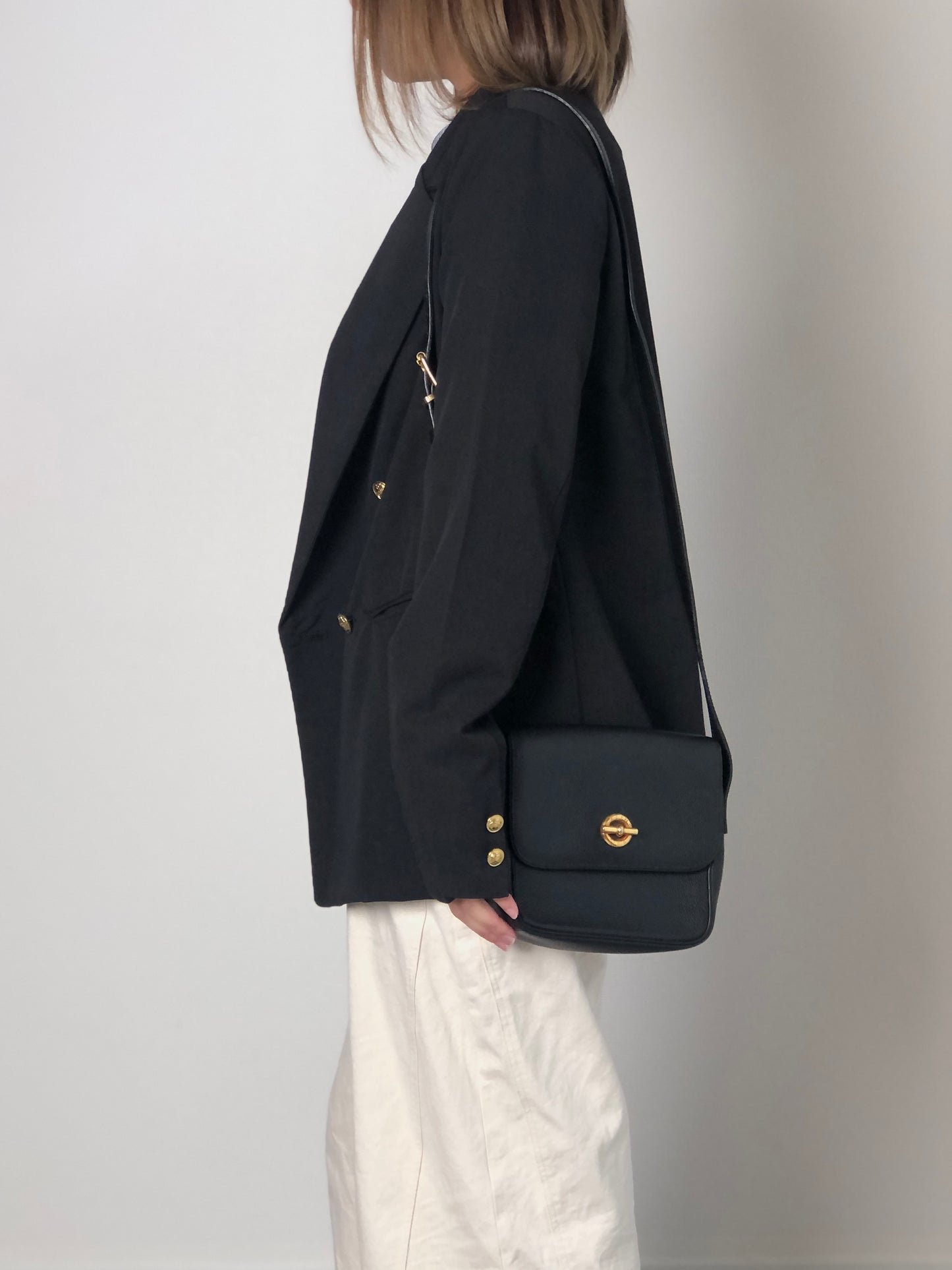 CELINE Toggle Clasp Shoulder bag Black Vintage 6i3ni8