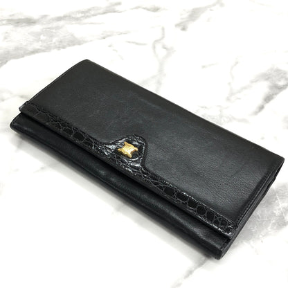 CELINE Blason Triomphe Long Wallet Black Accessory Vintage Old celine sc22gk