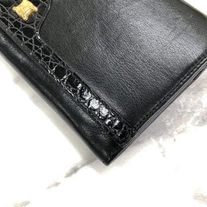 CELINE Blason Triomphe Long Wallet Black Accessory Vintage Old celine sc22gk