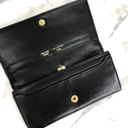 CELINE Blason Triomphe Long Wallet Black Accessory Vintage Old celine sc22gk