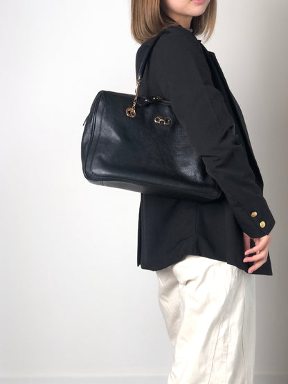 Salvatore Ferragamo Gancini Handbag Black Vintage vbxnke
