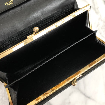 CELINE Blason Triomphe Long Wallet Black Accessory Vintage Old celine sc22gk