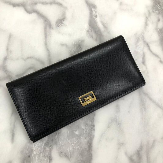 CELINE Horse carriage Long Wallet Black Accessory Vintage Old celine h2xcx6