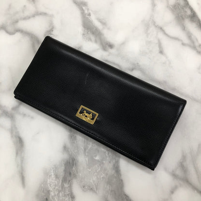 CELINE Horse carriage Long Wallet Black Accessory Vintage Old celine h2xcx6