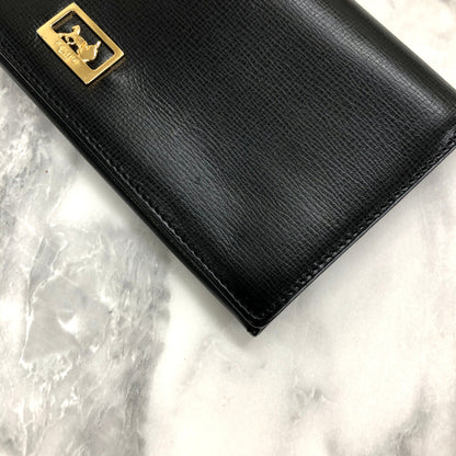 CELINE Horse carriage Long Wallet Black Accessory Vintage Old celine h2xcx6