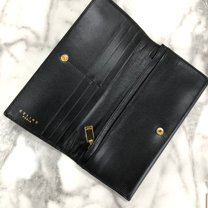CELINE Horse carriage Long Wallet Black Accessory Vintage Old celine h2xcx6