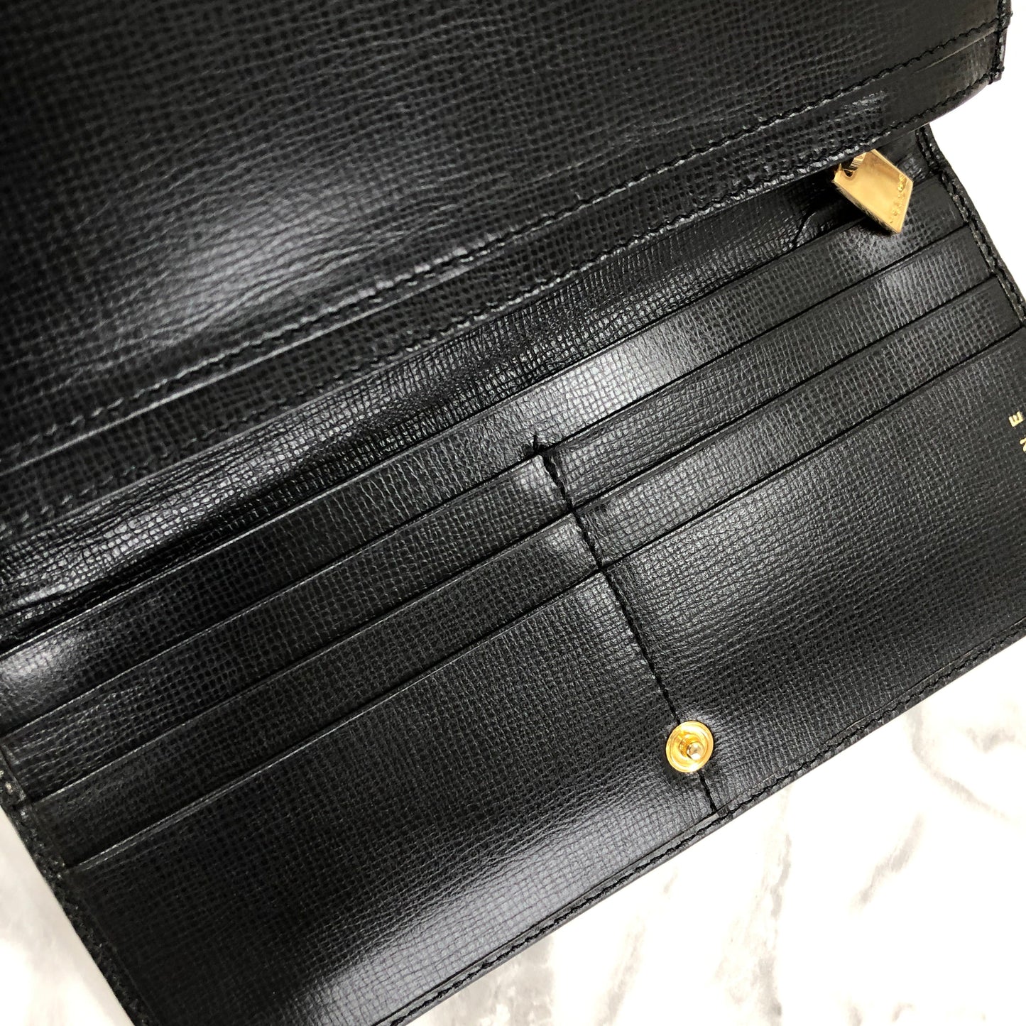 CELINE Horse carriage Long Wallet Black Accessory Vintage Old celine h2xcx6