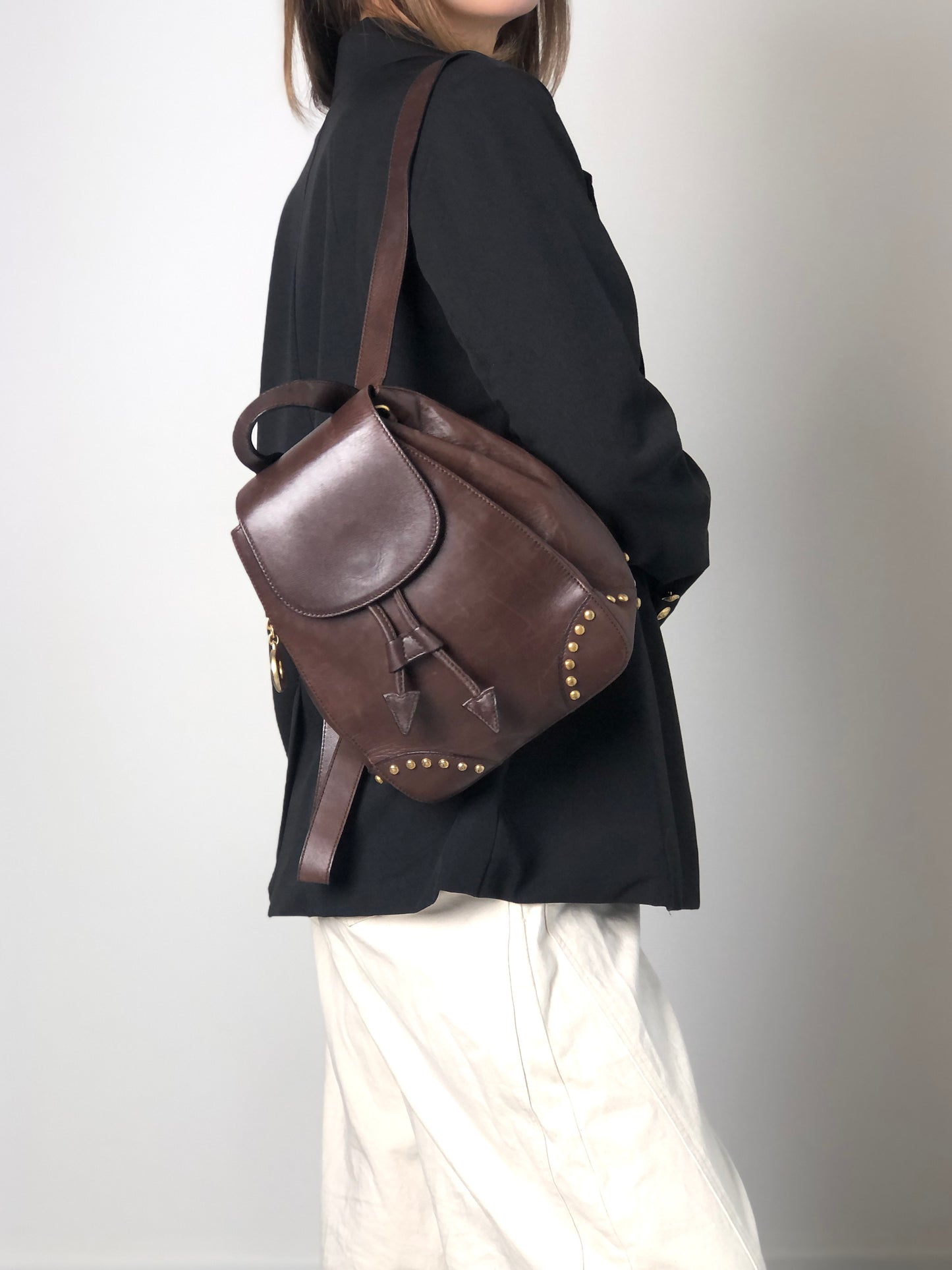 CELINE Logo Backpack Brown Vintage bw7ed4