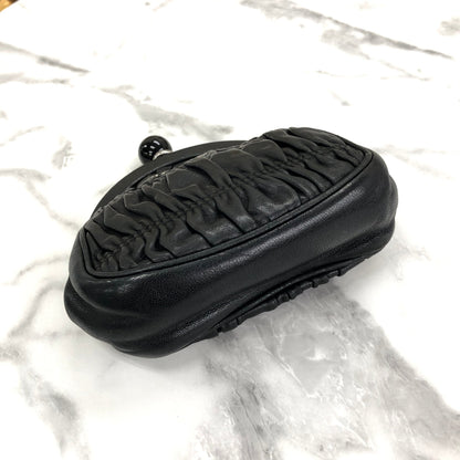 PRADA Clasp Coin purse stone gather leather black rbxcjb