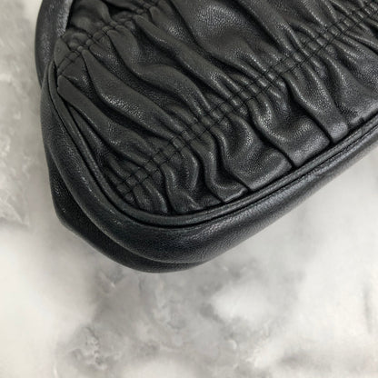 PRADA Clasp Coin purse stone gather leather black rbxcjb