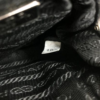 PRADA Clasp Coin purse stone gather leather black rbxcjb
