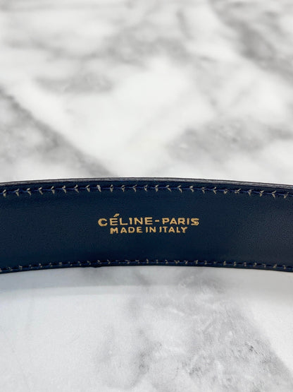 CELINE 馬車腰帶 金色 海軍藍 復古 舊款 Celine 7vahtn