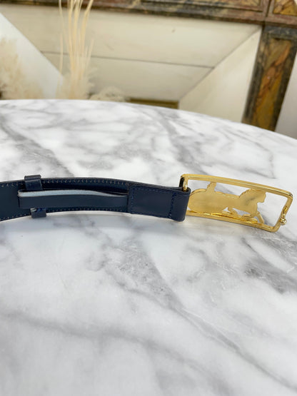 CELINE 馬車腰帶 金色 海軍藍 復古 舊款 Celine 7vahtn
