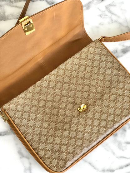 CELINE Macadam Blason Crossbody Shoulder bag Beige Vintage Old Celine ah45x5
