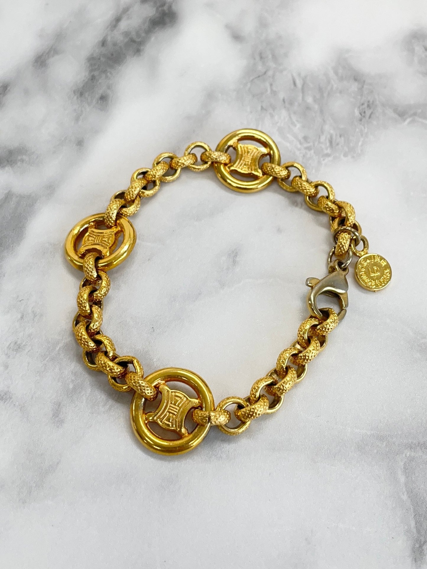 CELINE Triomphe Circle Bracelet gold  vintage old 28f6g3