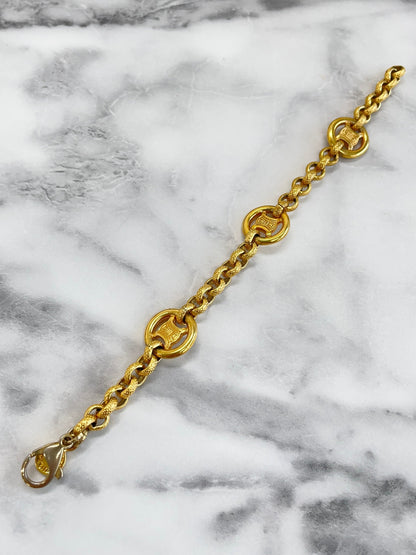 CELINE Triomphe 圓手鍊 金色 復古 舊款 28f6g3