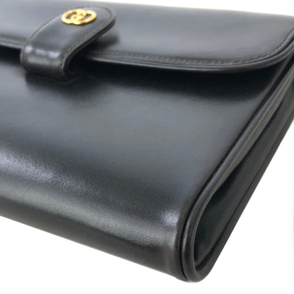 GUCCI GG logo 2Way Shoulder bag Clutch bag Leather Black Vintage Old Gucci uvgi6y