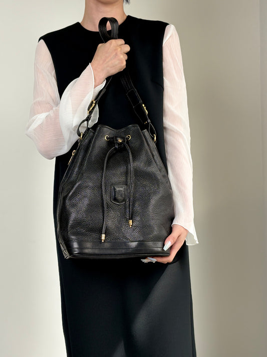 CELINE Blason Drawstring Shoulder bag Black Vintage 6uw6d7