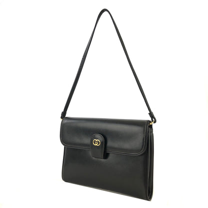 GUCCI GG logo 2Way Shoulder bag Clutch bag Leather Black Vintage Old Gucci uvgi6y