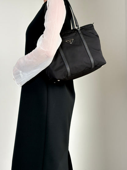 PRADA Tessuto Triangle Logo Totebag Black Vintage 8caxp5