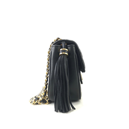 GIVENCHY Logo tassel Quilted Leather Chain Shoulder bag Black Vintage Old byhvxm