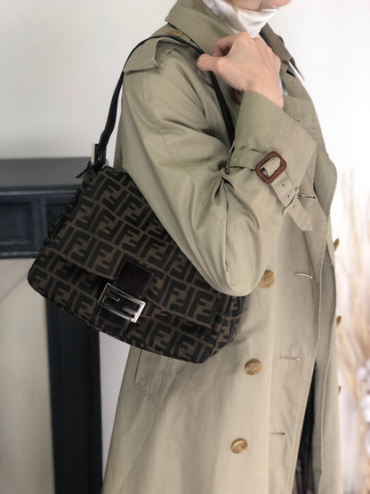 FENDI Zucca Logo Shoulder bag Brown Vintage df4sym