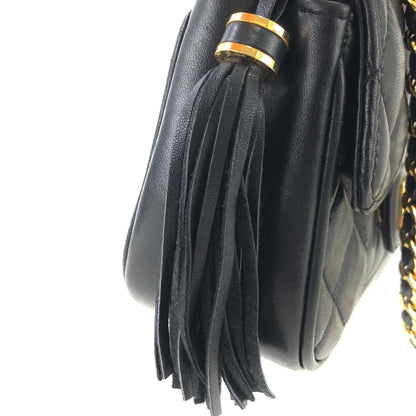 GIVENCHY Logo tassel Quilted Leather Chain Shoulder bag Black Vintage Old byhvxm